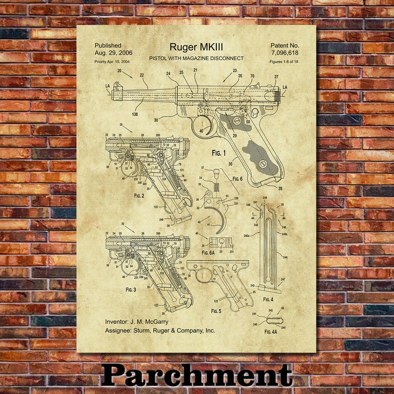 Patent Art for Ruger MKIII Target Pistol 2006 Parchment