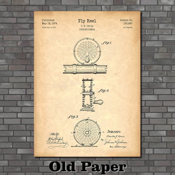 Orvis Fly Reel Patent Print Art 1874 