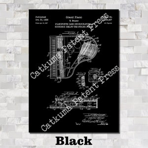 Grand Piano Patent Print Art 1928 Black