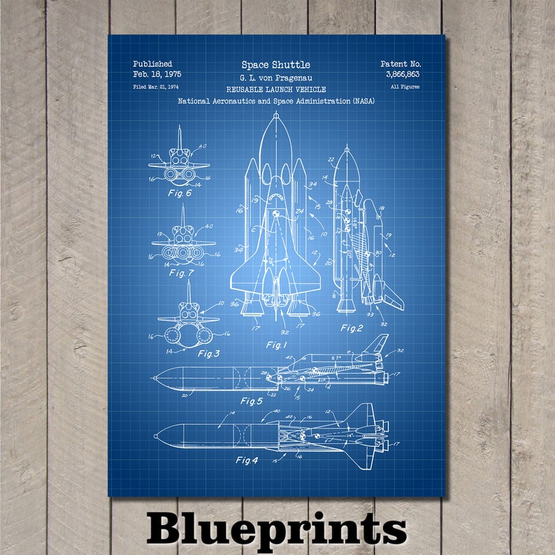 NASA Space Shuttle Patent Print Art 1975 image 5