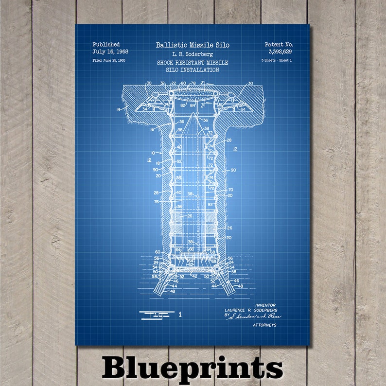 Missile Silo Patent Print Art 1968