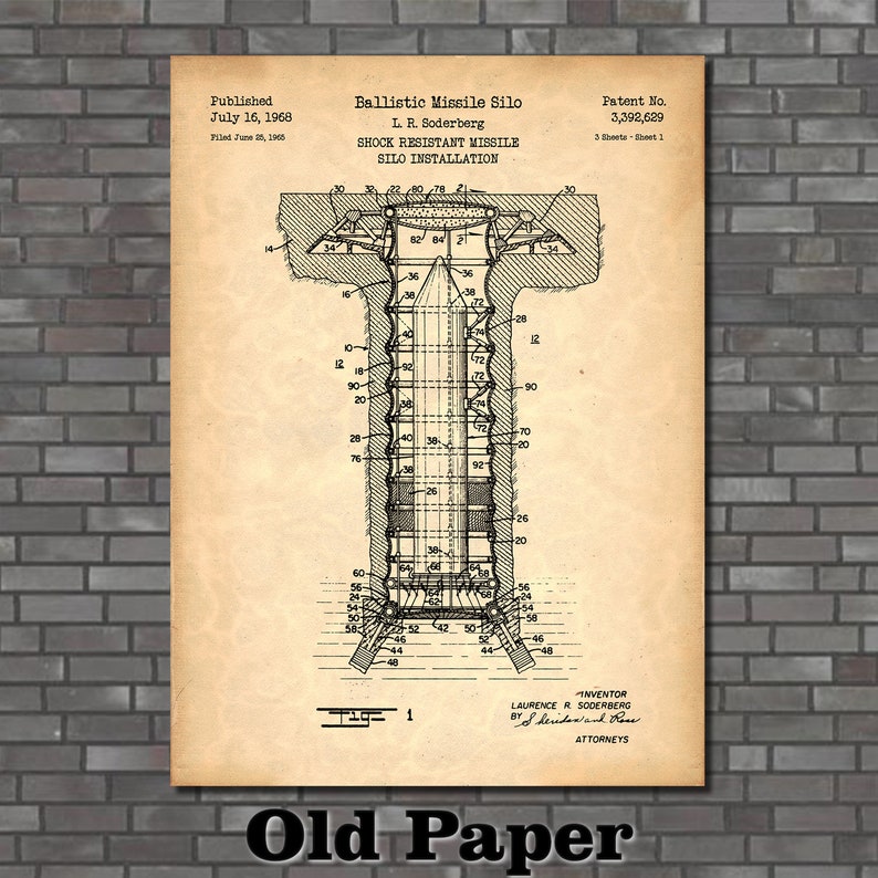 Missile Silo Patent Print Art 1968