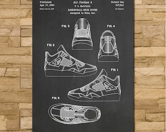 Basketball Shoes Patent Print Art 1990