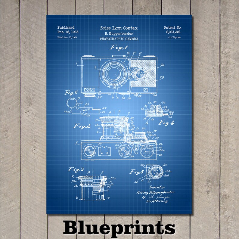 Camera Patent Print Art 1936 Blueprints