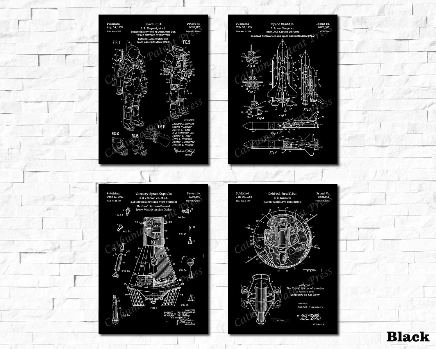 Space Patent Print Art Set of 4 - Etsy