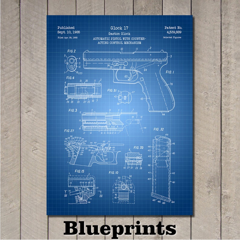 Patent for Glock 17/19 Art Print 1985 Blueprints