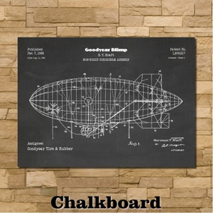 May include: A black and white illustration of a Goodyear Blimp patent drawing. The drawing shows a non-rigid dirigible airship with a detailed diagram of its structure. The patent number is 1,609,517 and the patent was filed on August 11, 1925 and published on December 7, 1926. The inventor is Herman T. Kraft.