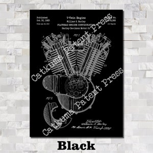 Motorcycle Engine Patent Print Art 1923 Black
