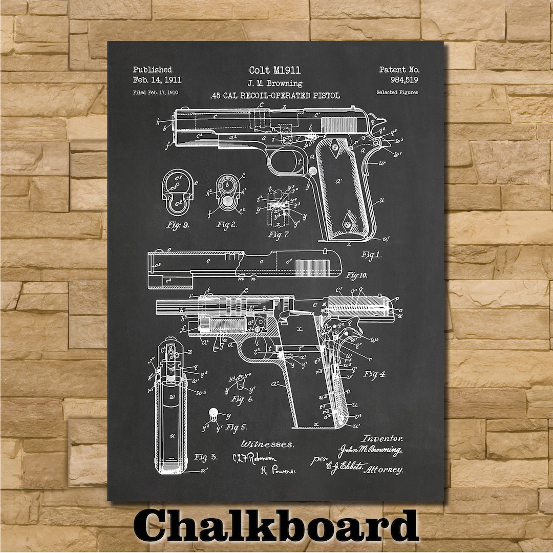 Patent for M1911 .45 Semi-automatic Handgun Art Print 1911 - Etsy