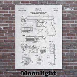 Patent for Glock 17/19 Art Print 1985 Moonlight