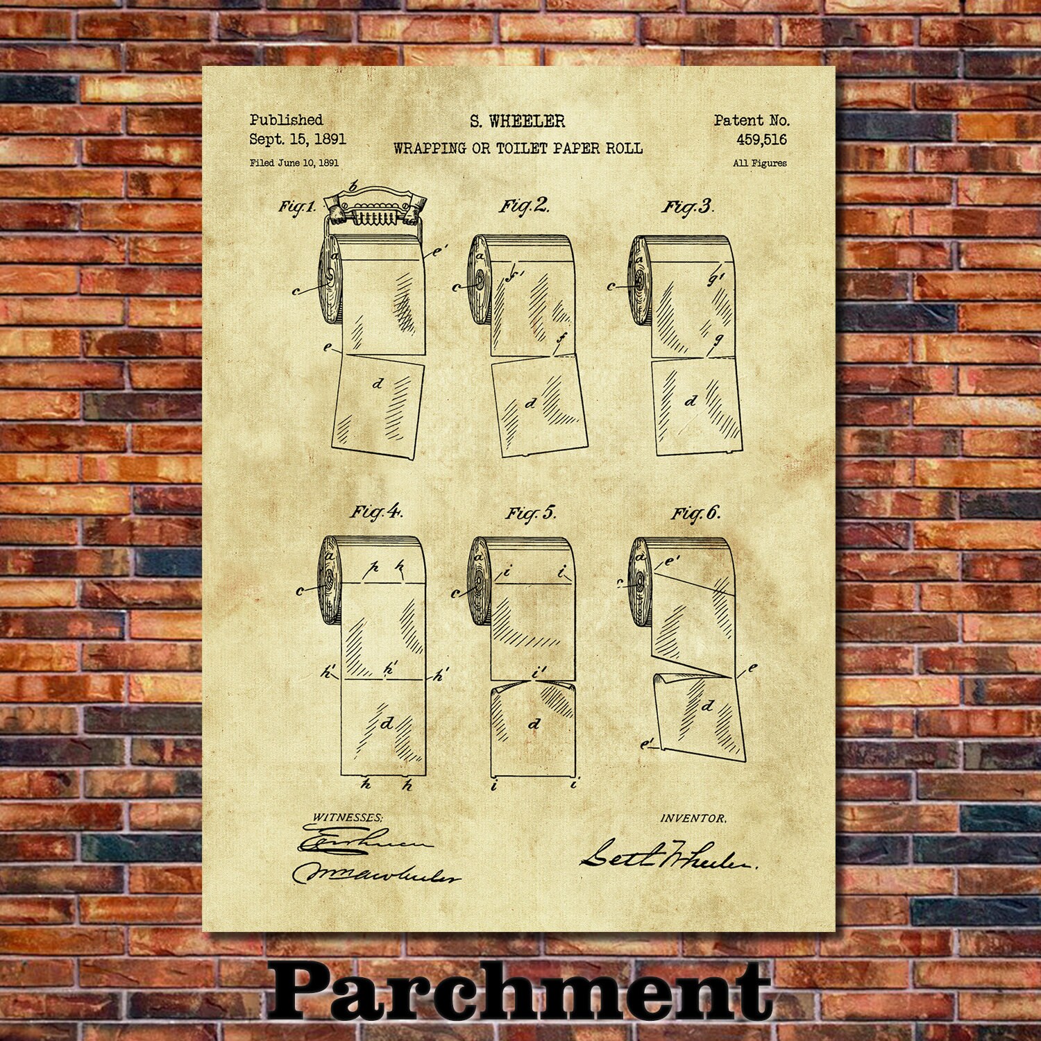 Toilet Paper Patent Print Art 1891 - Etsy
