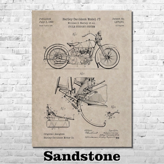 Patent Art Depicting HARLEY-DAVIDSON Motorcycle 1928 - Etsy