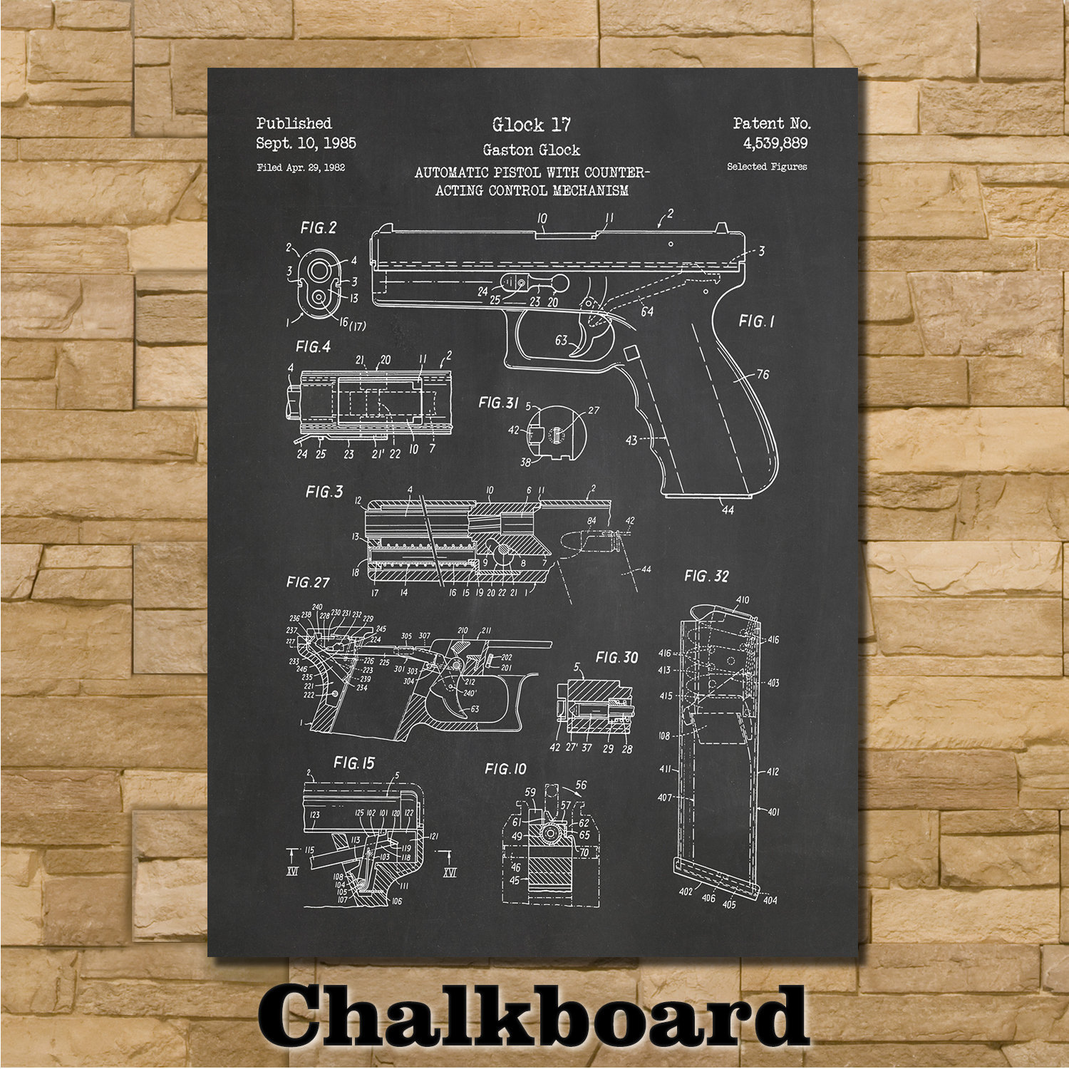 Patent for Glock 17/19 Art Print 1985 - Etsy