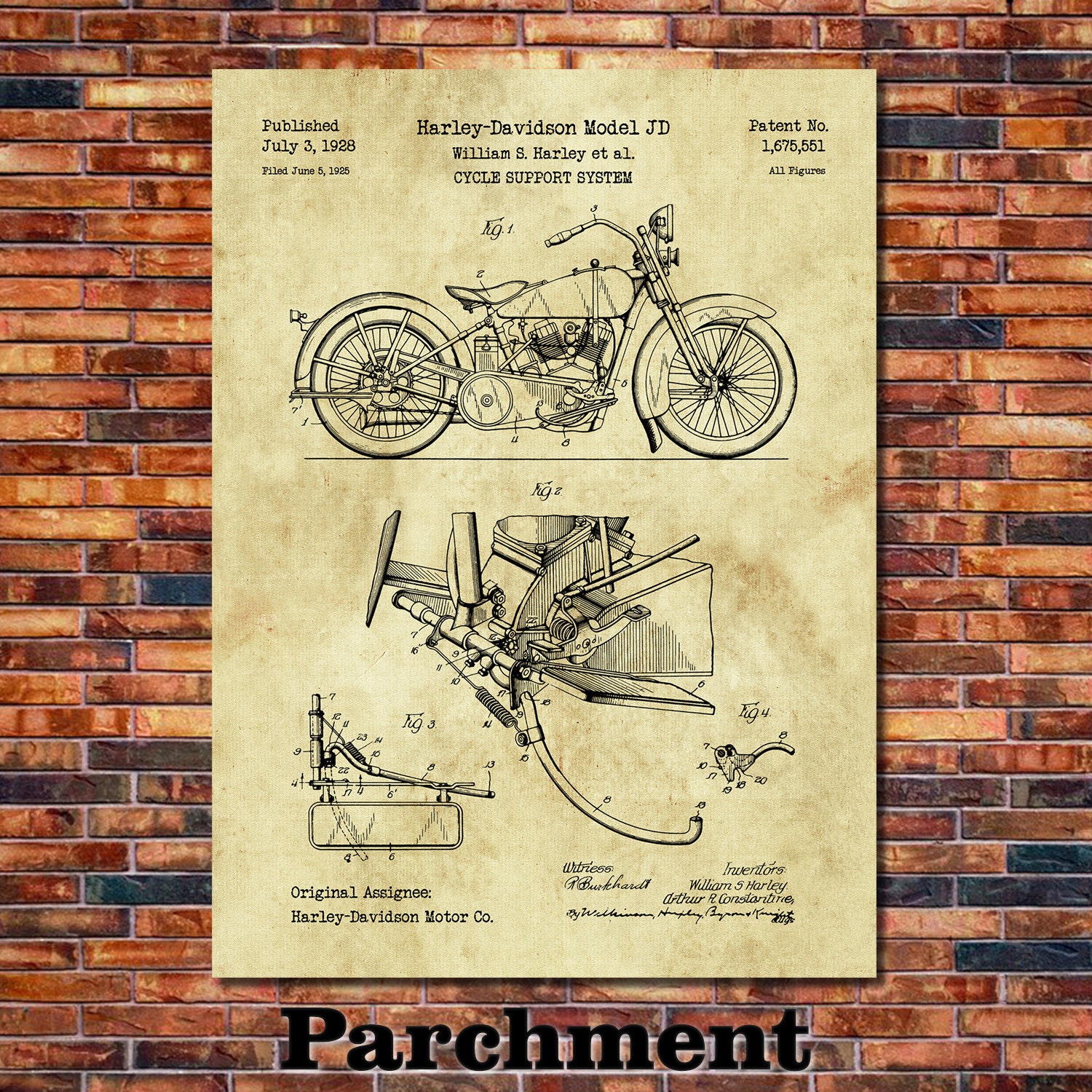Patent Art Depicting HARLEY-DAVIDSON Motorcycle 1928 - Etsy