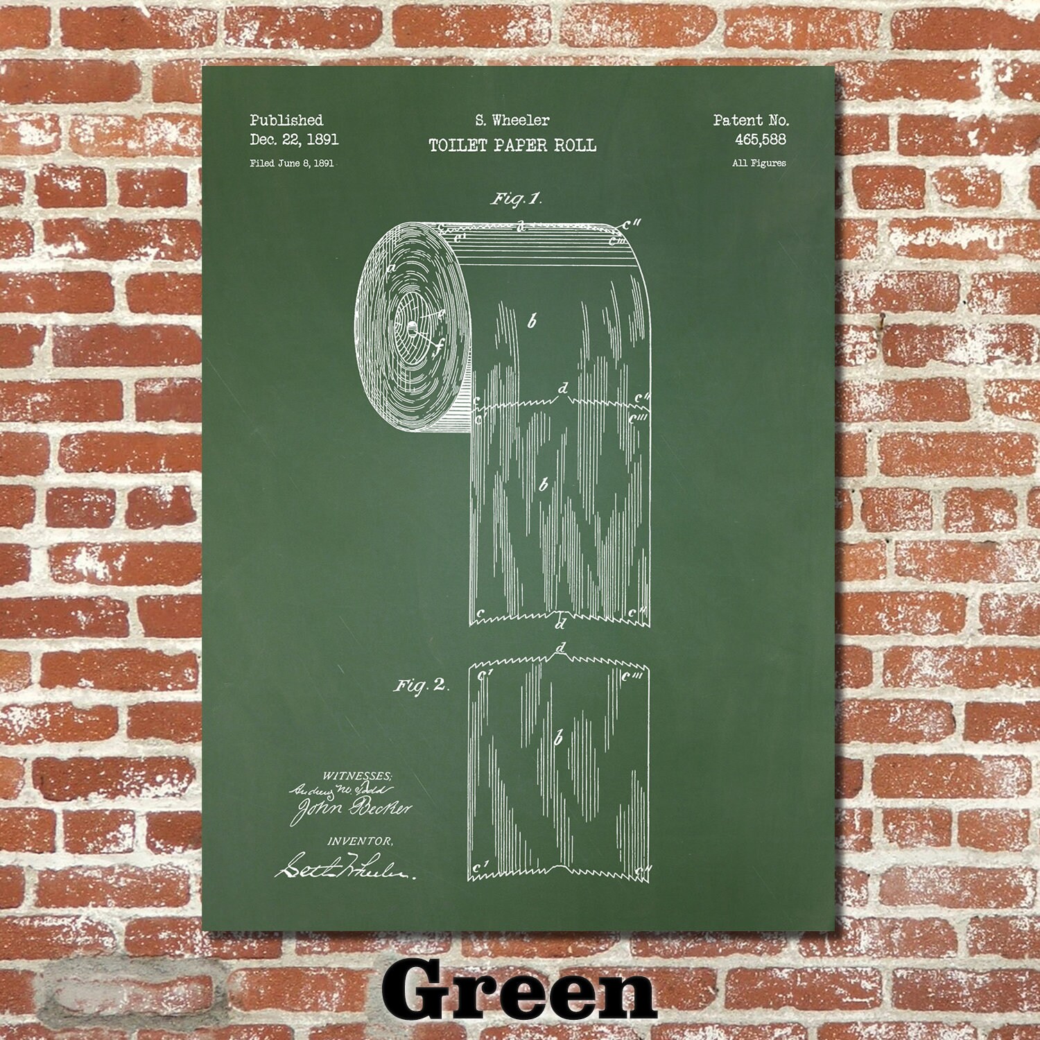 Toilet Paper Roll Patent Print Art 1891 - Etsy