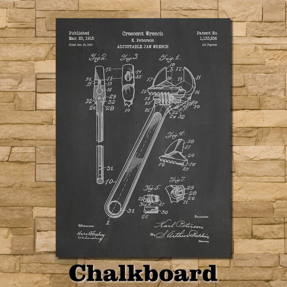 Monkey Wrench Patent Print Art 1915
