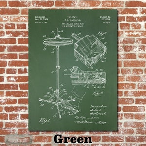 Hi-Hat Patent Print Art 1964 Green