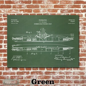 Submarine Patent Print Art 1892 - Etsy