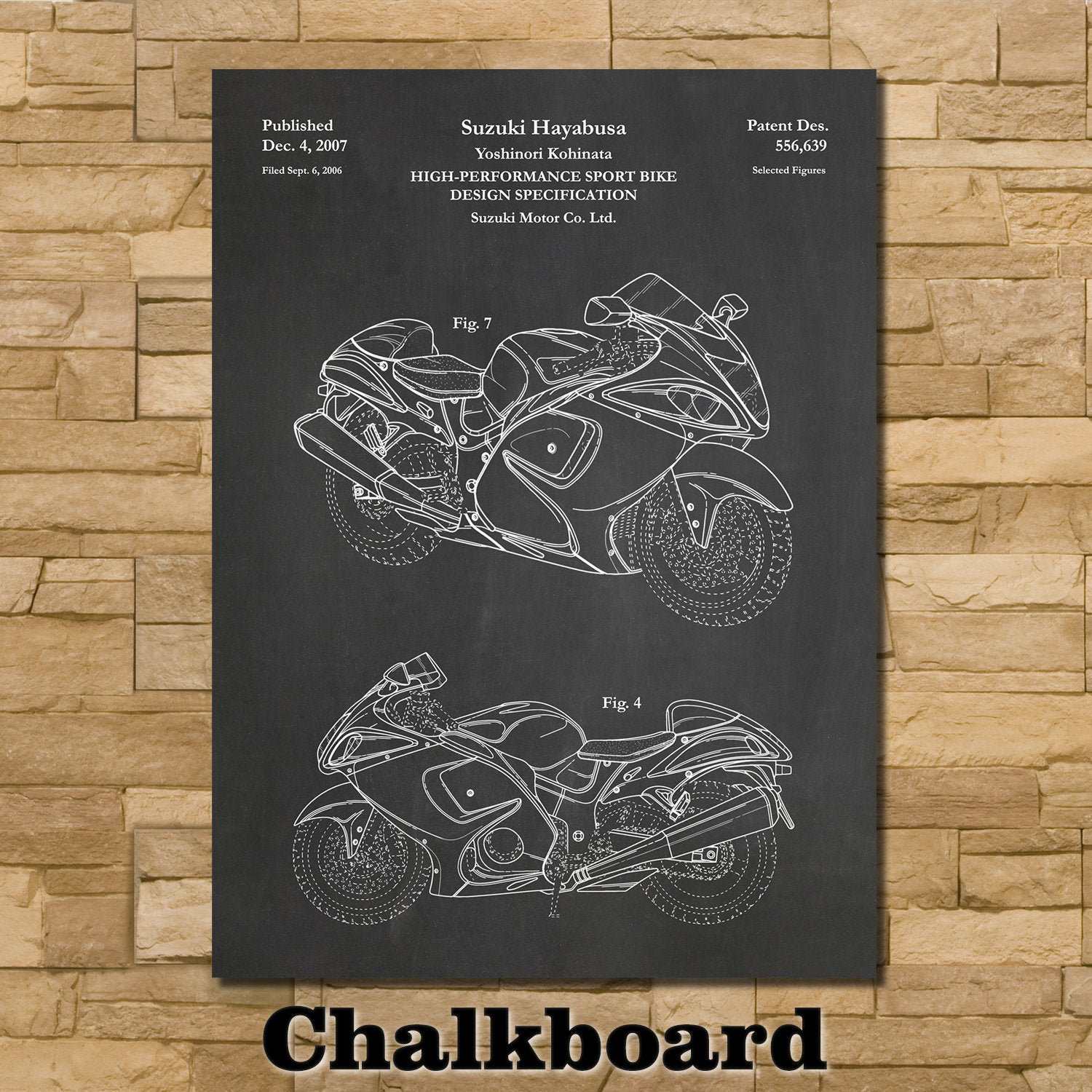 Patent Art Depicting Suzuki Hayabusa GSX1300R Motorcycle 2007 - Etsy