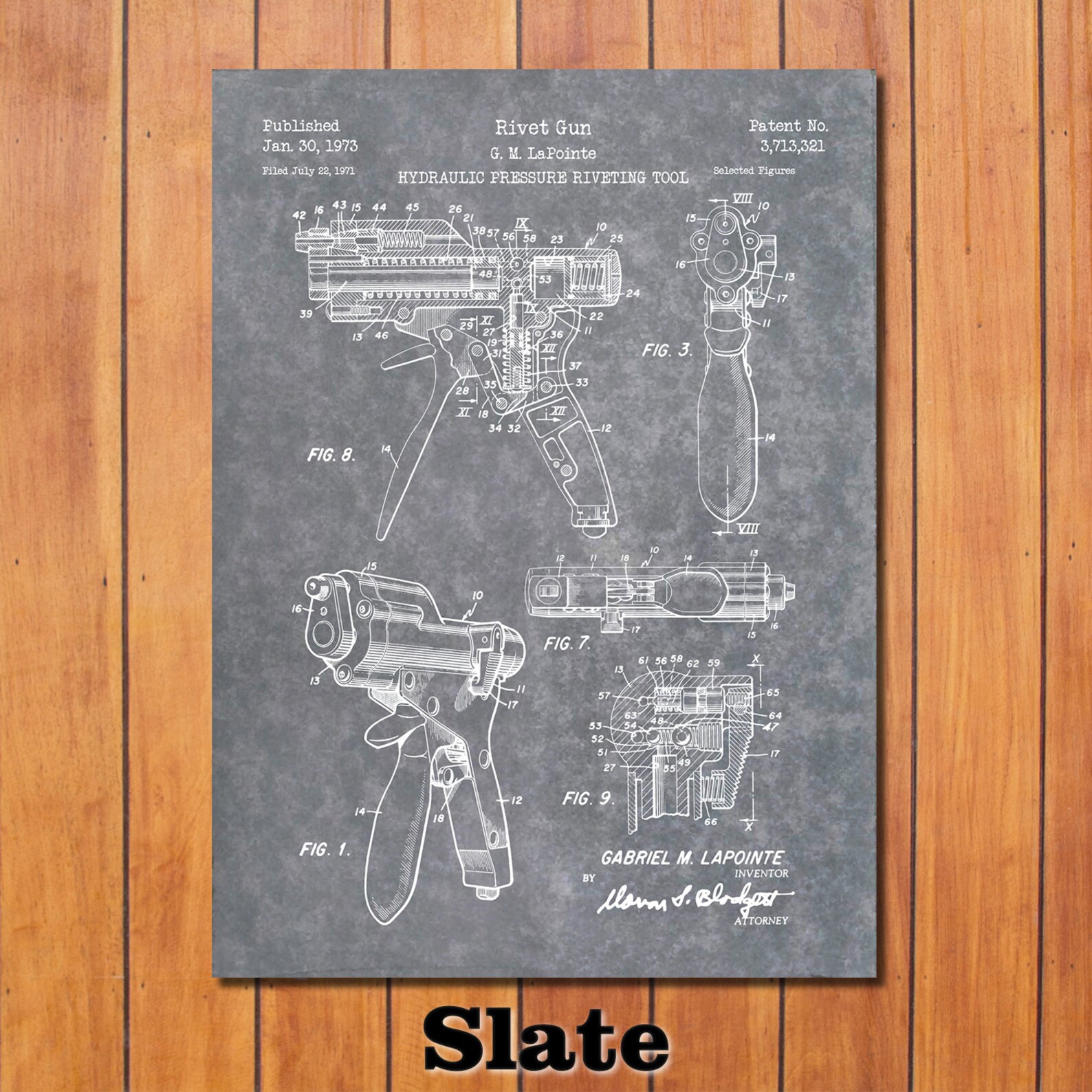 Rivet Gun Patent Print Art 1973 - Etsy