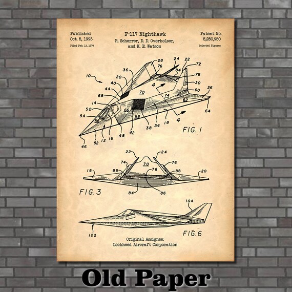 F-117 Nighthawk Stealth Fighter Patent Print Art 1993 - Etsy