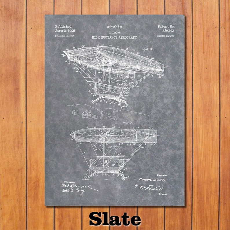 Airship Patent Print Art 1908 | Etsy
