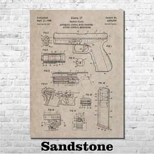 Patent for Glock 17/19 Art Print 1985 Sandstone