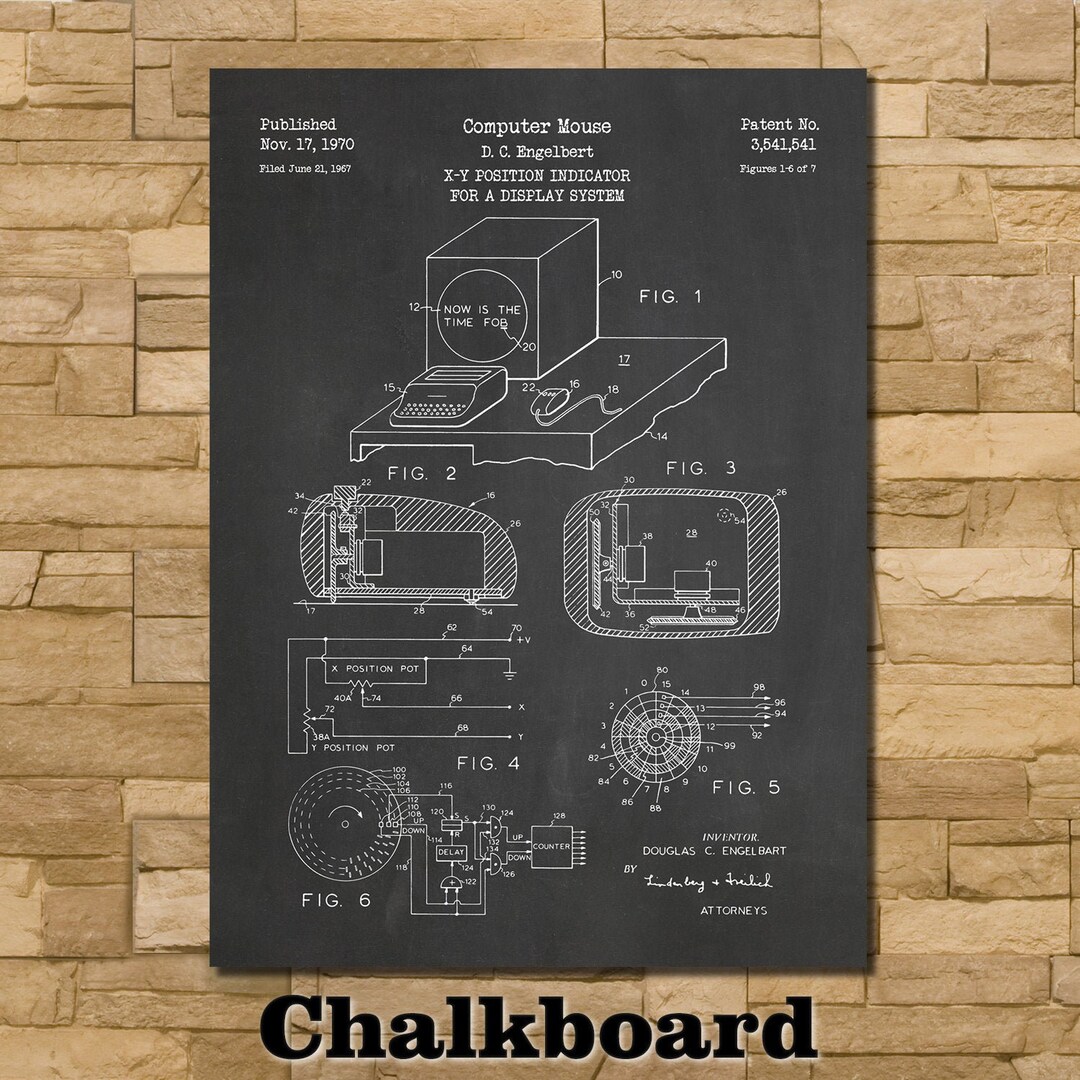 First Computer Mouse Patent Print Art 1970 - Etsy
