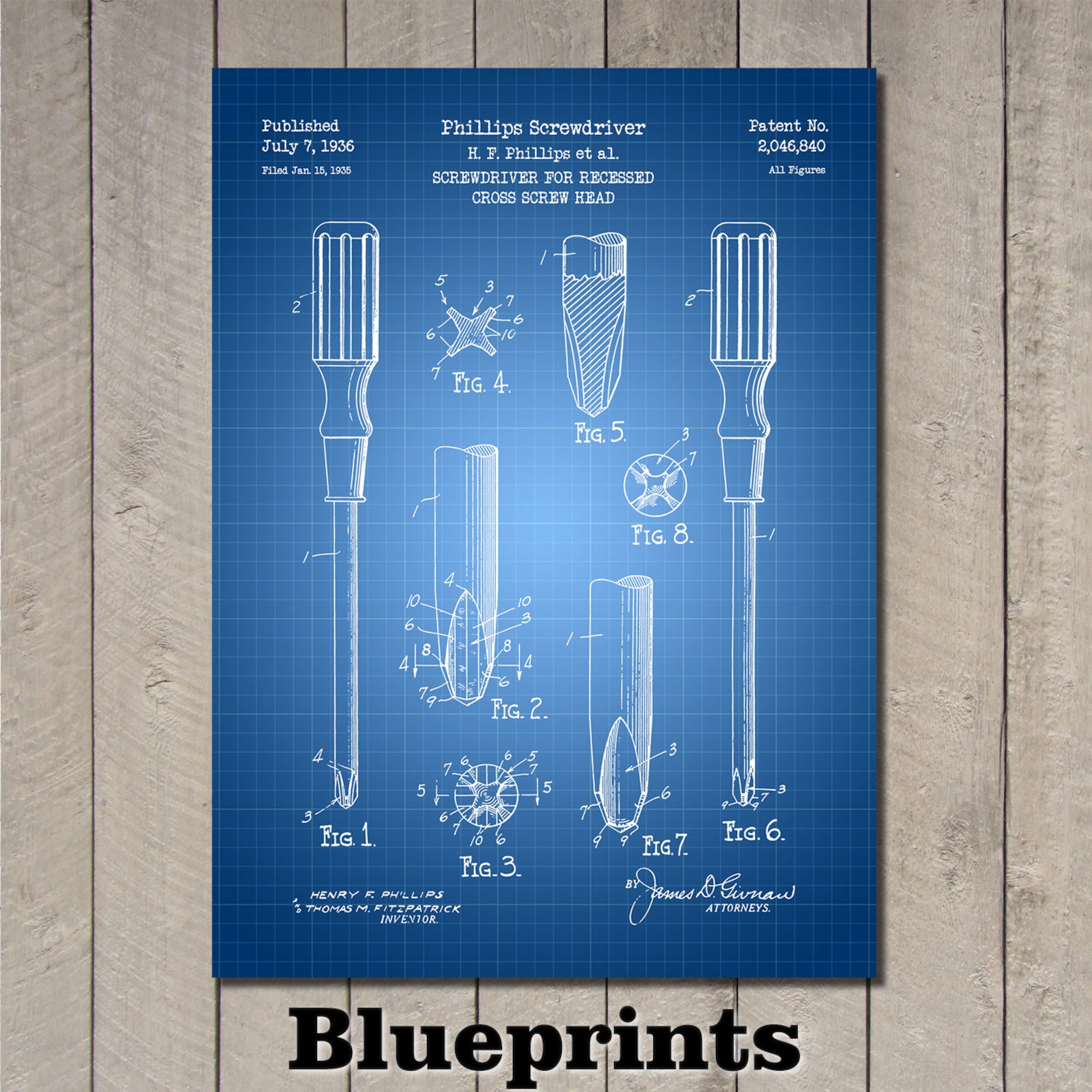 Phillips Screwdriver Patent Print Art 1936 Etsy