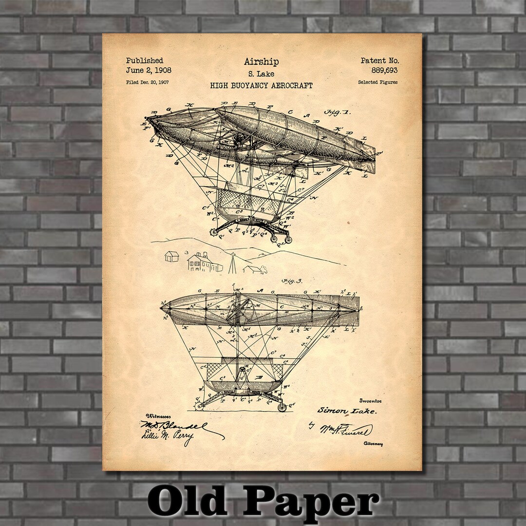 Airship Patent Print Art 1908 - Etsy