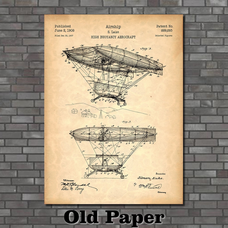 Airship Patent Print Art 1908 | Etsy
