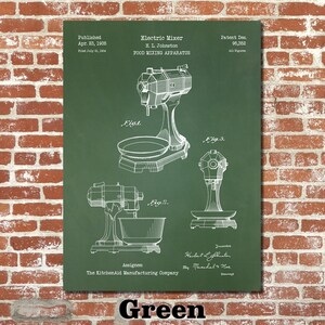 Art Print Depicting KitchenAid Mixer Patent 1935 Green