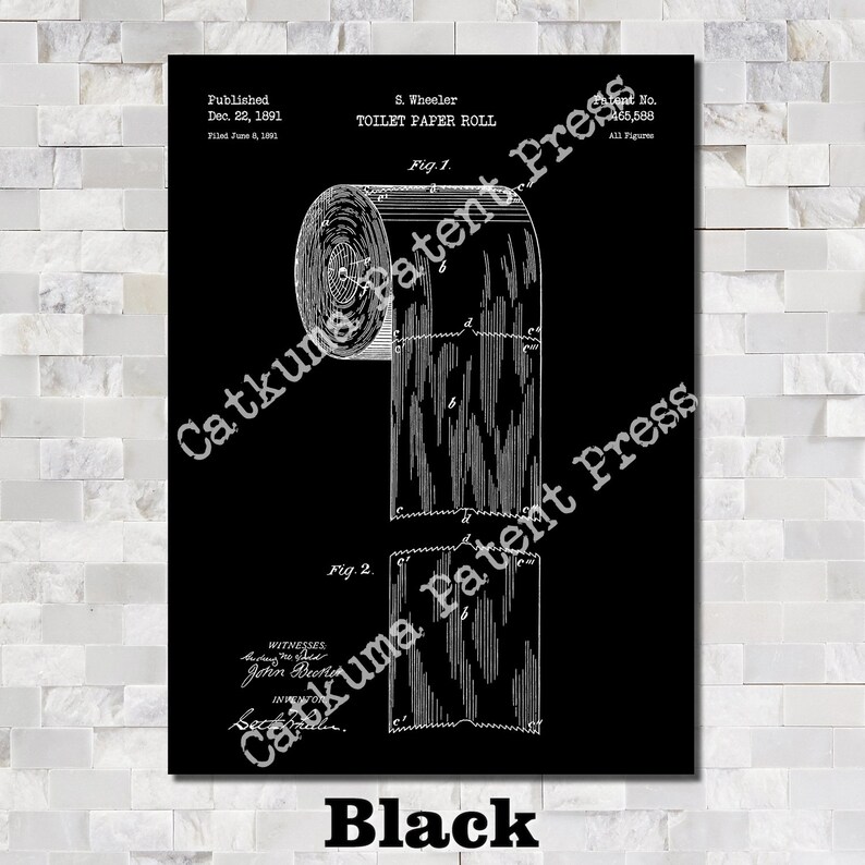 Toilet Paper Roll Patent Print Art 1891 - Etsy
