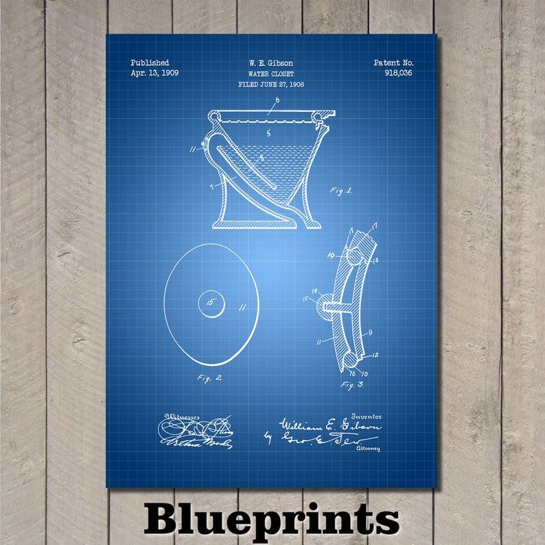 Toilet Patent Print Art 1909