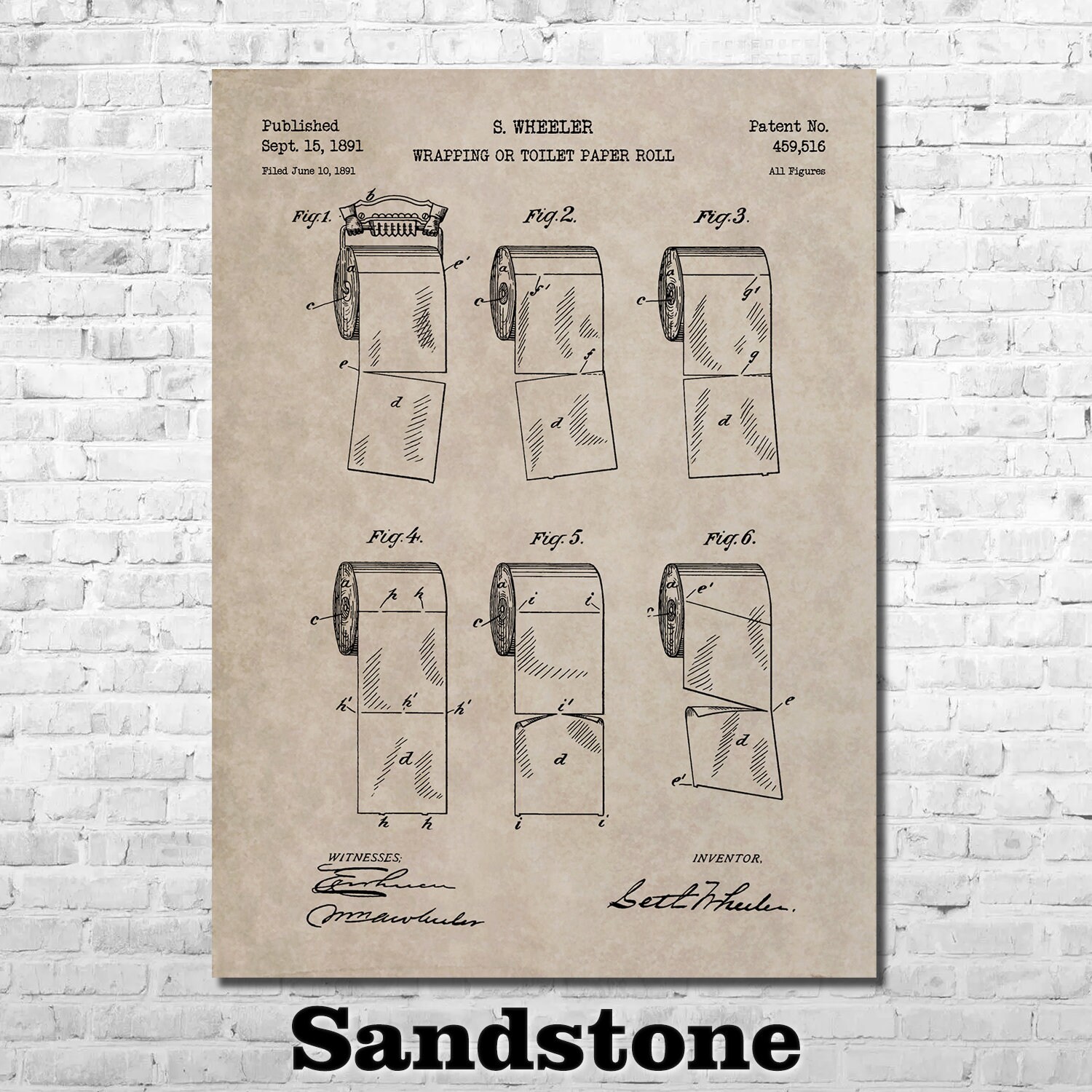 Toilet Paper Patent Print Art 1891 - Etsy