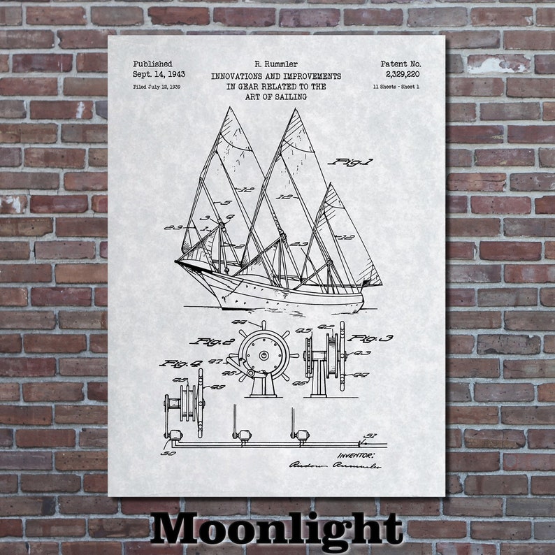 Sailing Boat Patent Print Art 1943 - Etsy