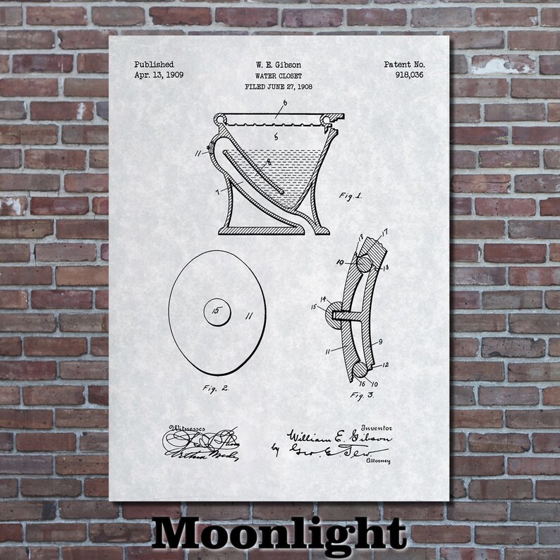 Toilet Patent Print Art 1909 Etsy