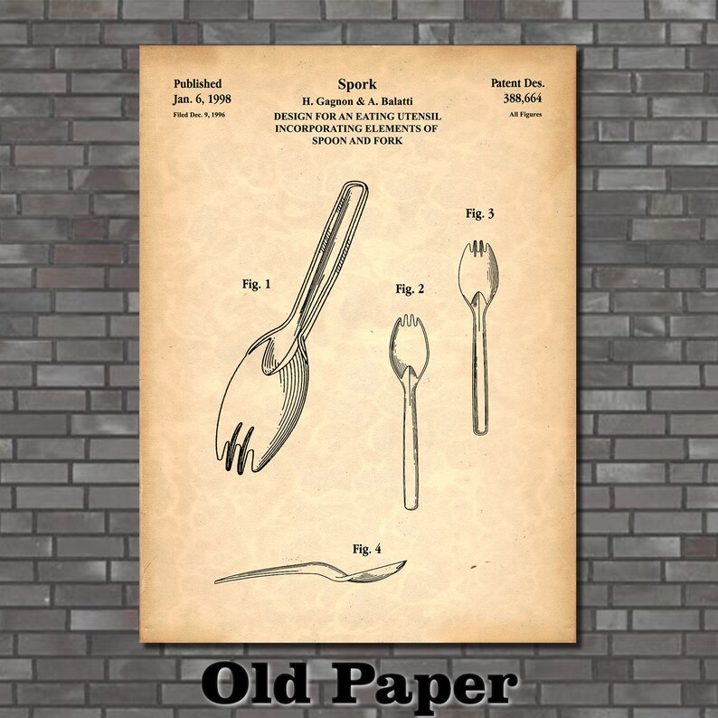 Spork Pattern Spork Patent Print Art 1998 - Etsy
