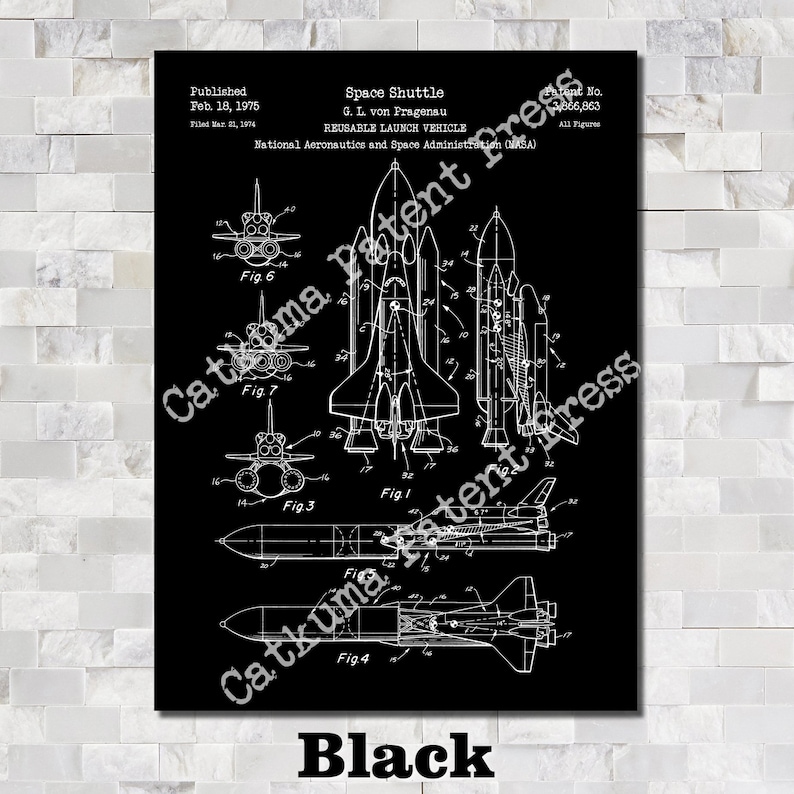 NASA Space Shuttle Patent Print Art 1975 image 3