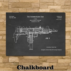 Uzi Patent Print Art 1982 A