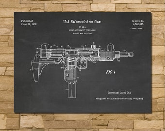 Uzi Patent Print Art 1982 A