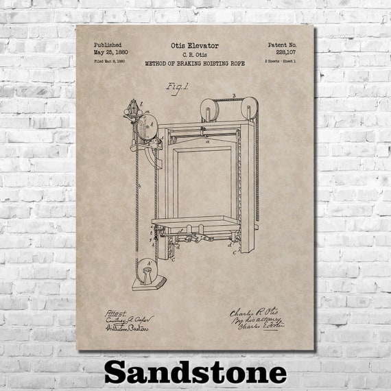 Otis Elevator Patent Print Art 1880 - Etsy