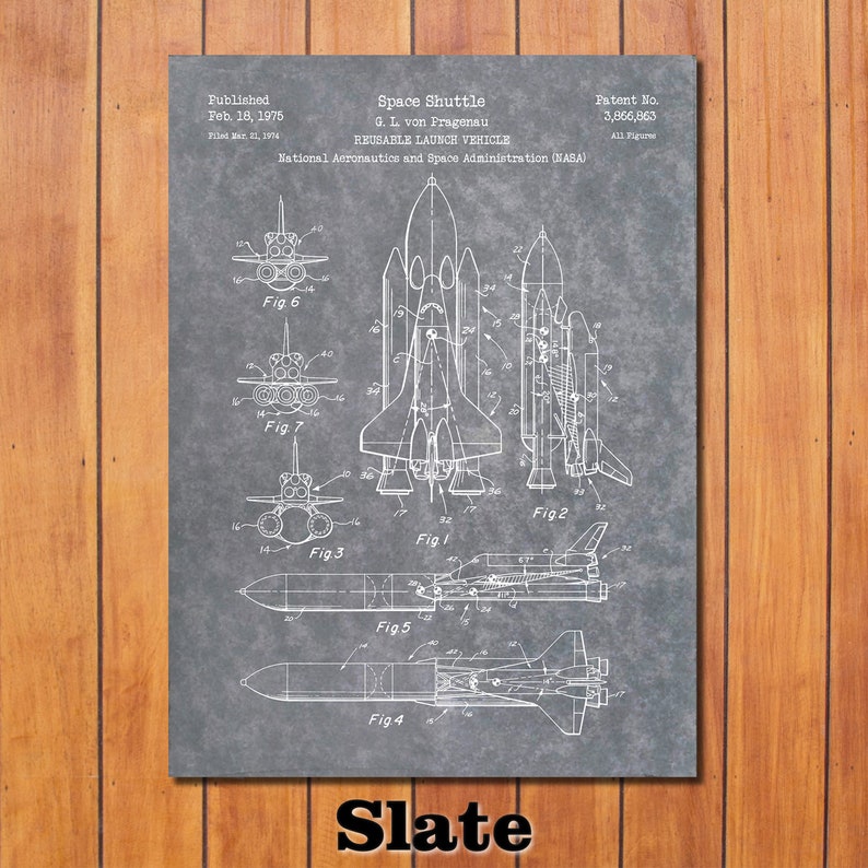NASA Space Shuttle Patent Print Art 1975 image 7