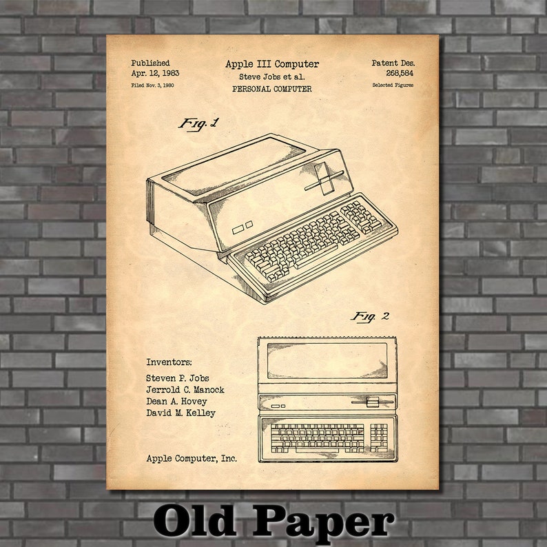 Patented Computer Apple Art Print Depicting Apple III Computer Patent 1983 | Etsy