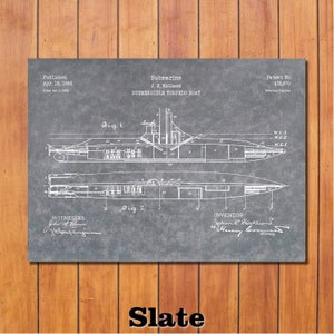 Submarine Patent Print Art 1892 - Etsy
