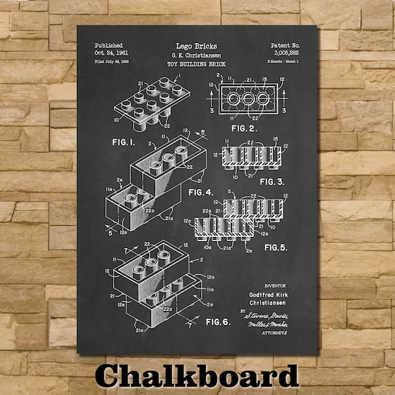 Lego Bricks Patent Print Art 1961 Etsy