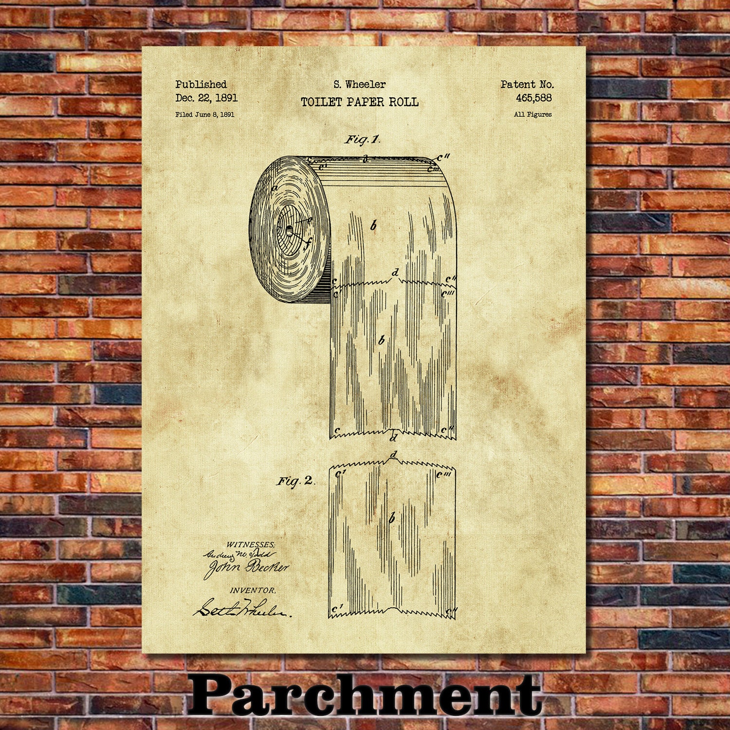 Toilet Paper Roll Patent Print Art 1891 - Etsy