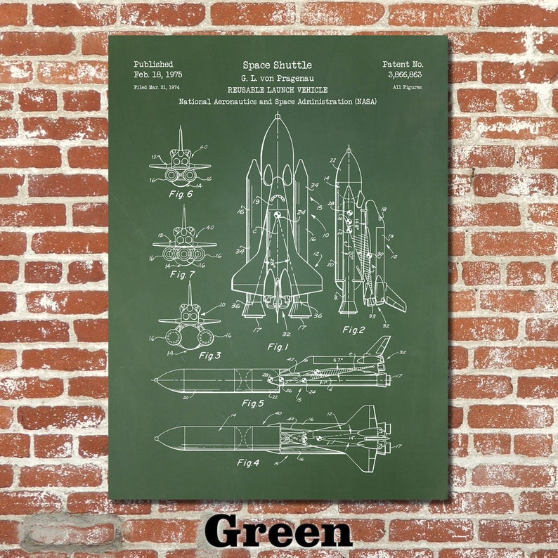 NASA Space Shuttle Patent Print Art 1975 image 8