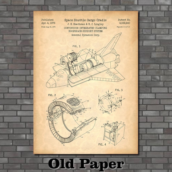 NASA Space Shuttle Patent Print Art 1978 - Etsy