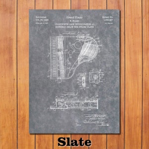 Grand Piano Patent Print Art 1928 Slate